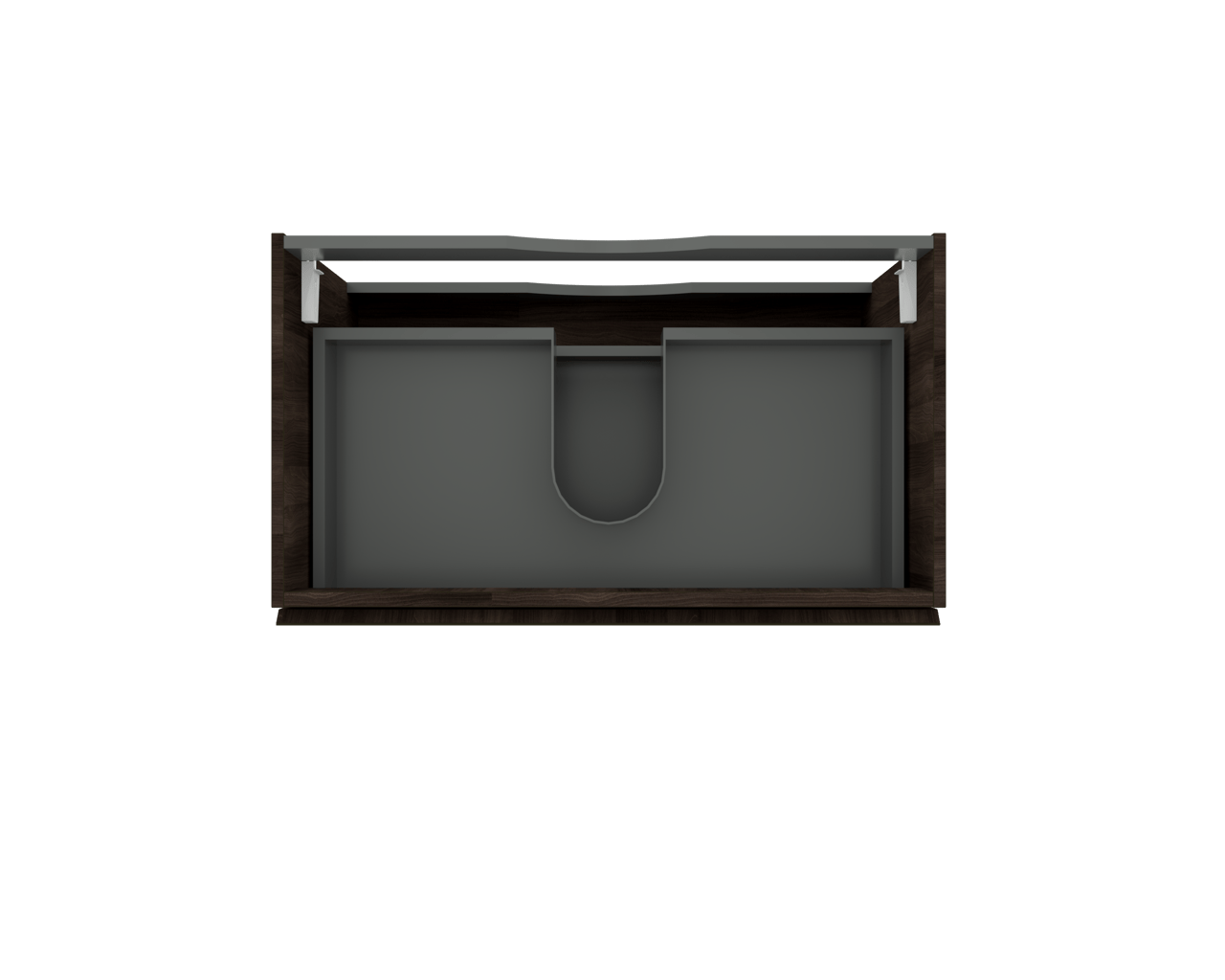 Linie Lado zwevende wastafelonderkast 80 x 46 cm donkere notelaar 2 lades