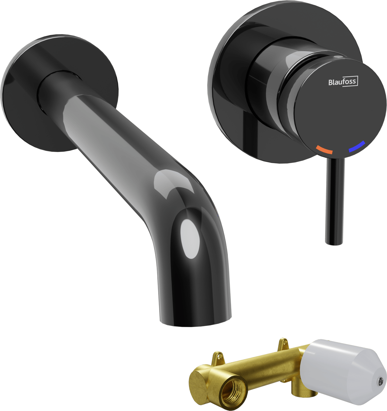 Blaufoss Round inbouw wastafelkraan Glanzend Zwart