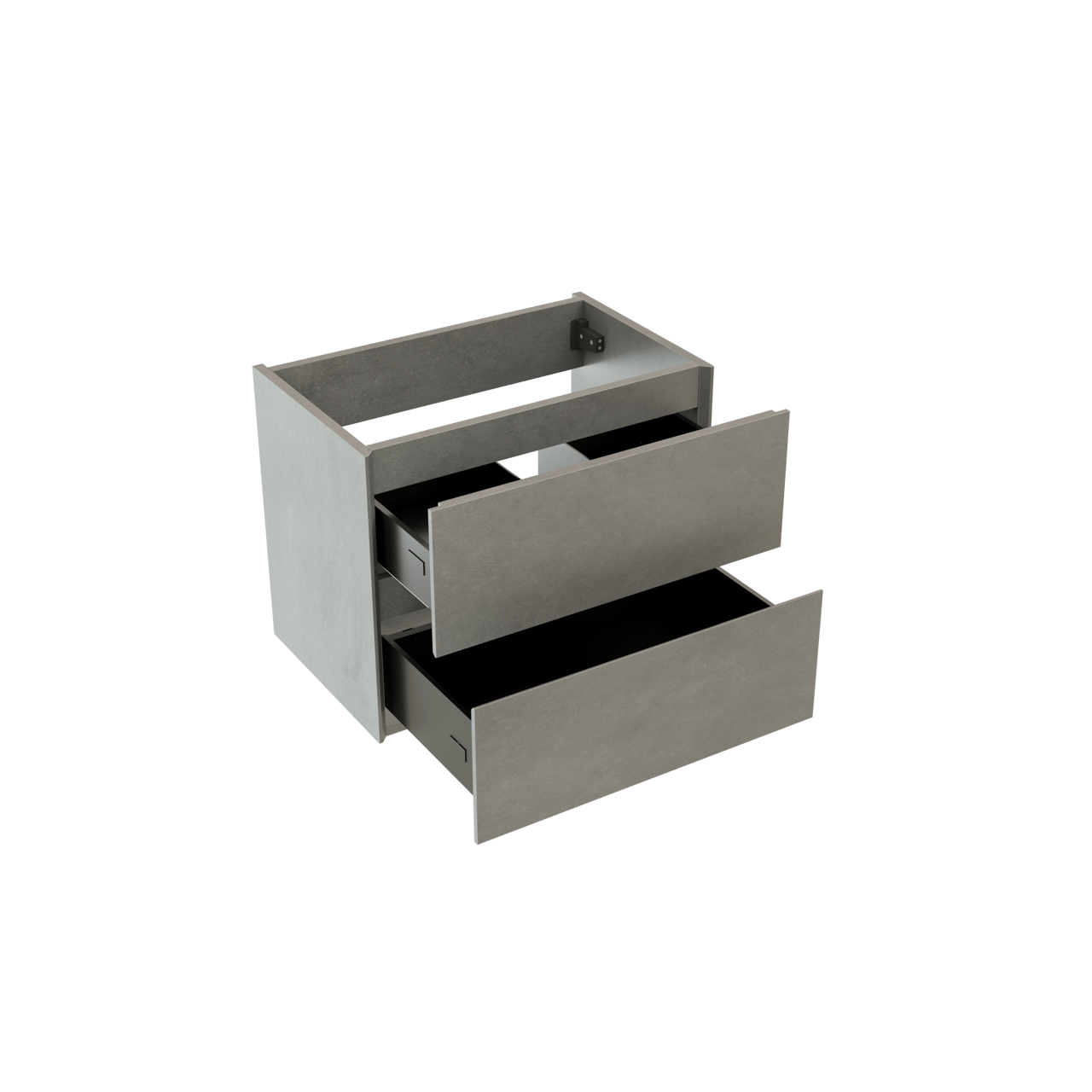 Storke Edge hängender Waschbeckenunterschrank: 60 x 40 cm, Beton dunkelgrau, 2 Schubladen