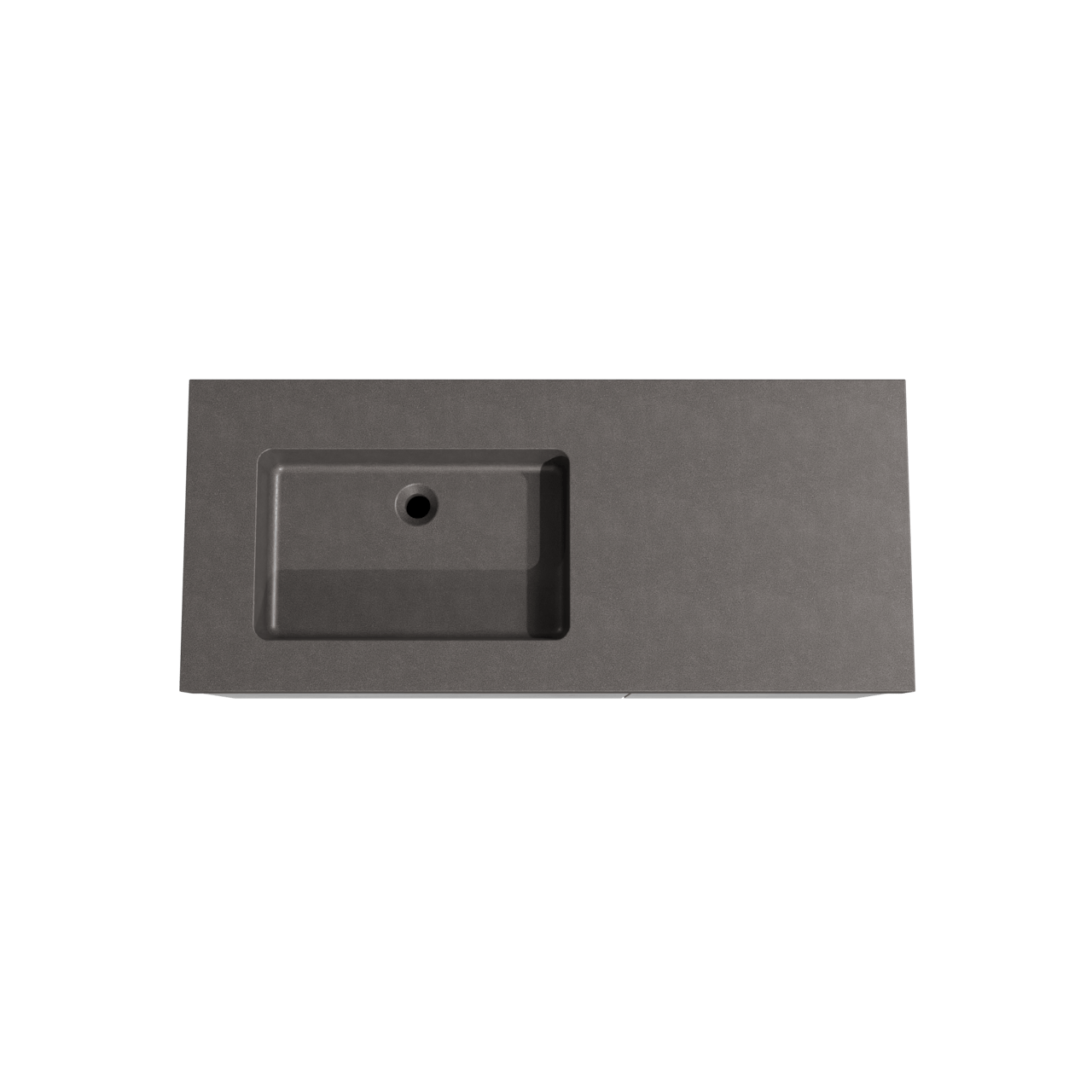 Storke Edge zwevend badkamermeubel 120 x 52 cm beton donkergrijs met Scuro High asymmetrisch linkse wastafel in kwarts mat zwart