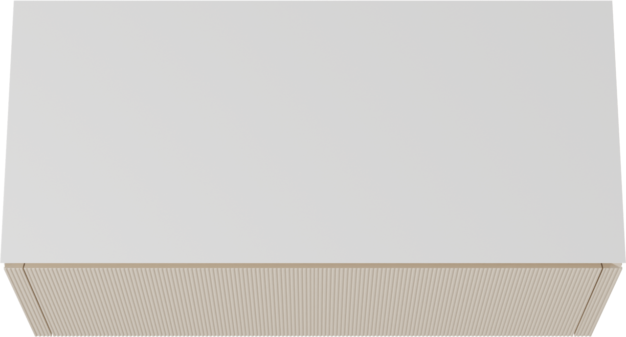 Balmani Eclips meuble salle de bains suspendu 120 x 55 cm Sandbeige avec Eclips tablette simple ou double en Solid Surface blanc mat, Nervure droite symétrique verticale