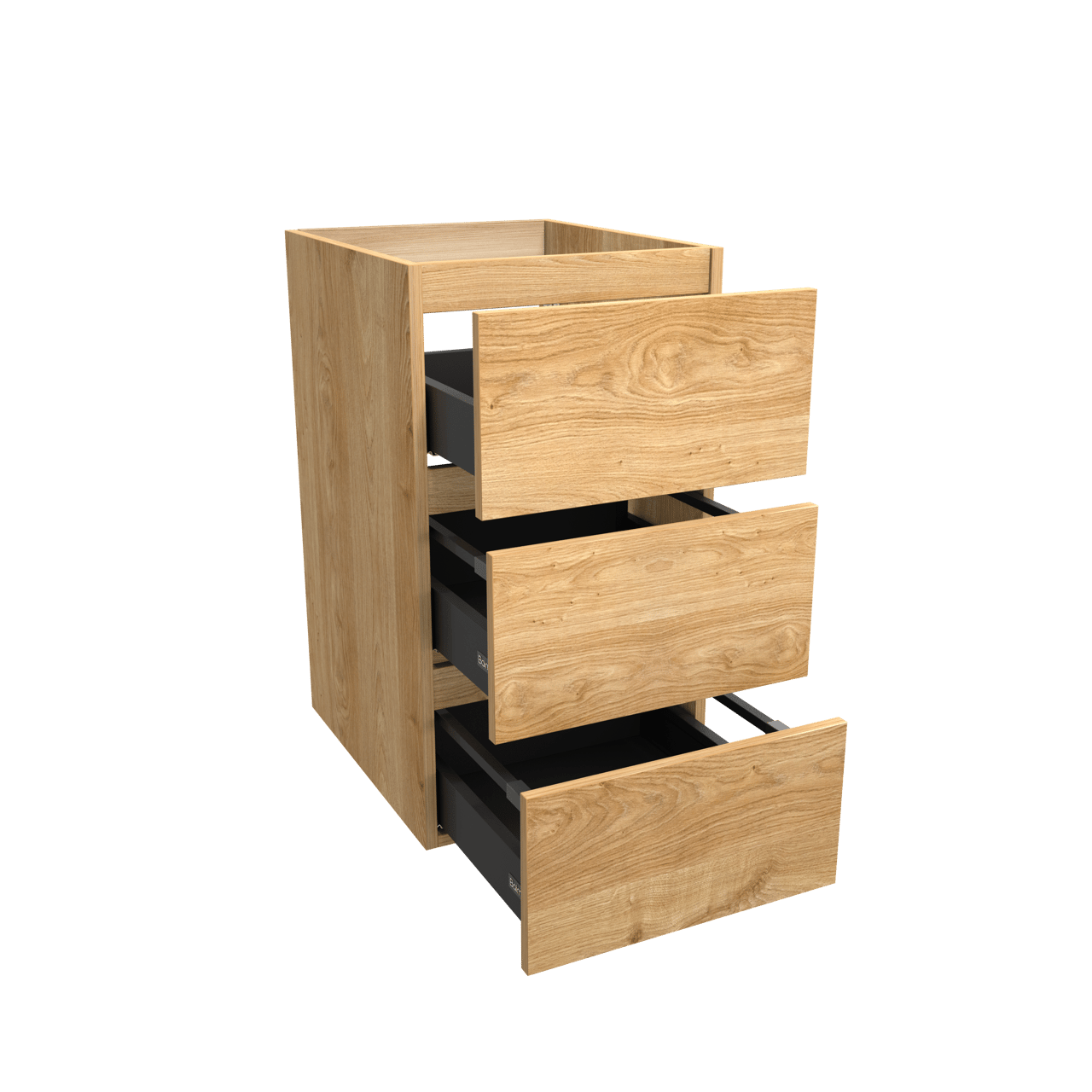 Balmani Lucida stehender Waschbeckenunterschrank: 45 x 55 cm, Eiche rustikal, 3 Schubladen