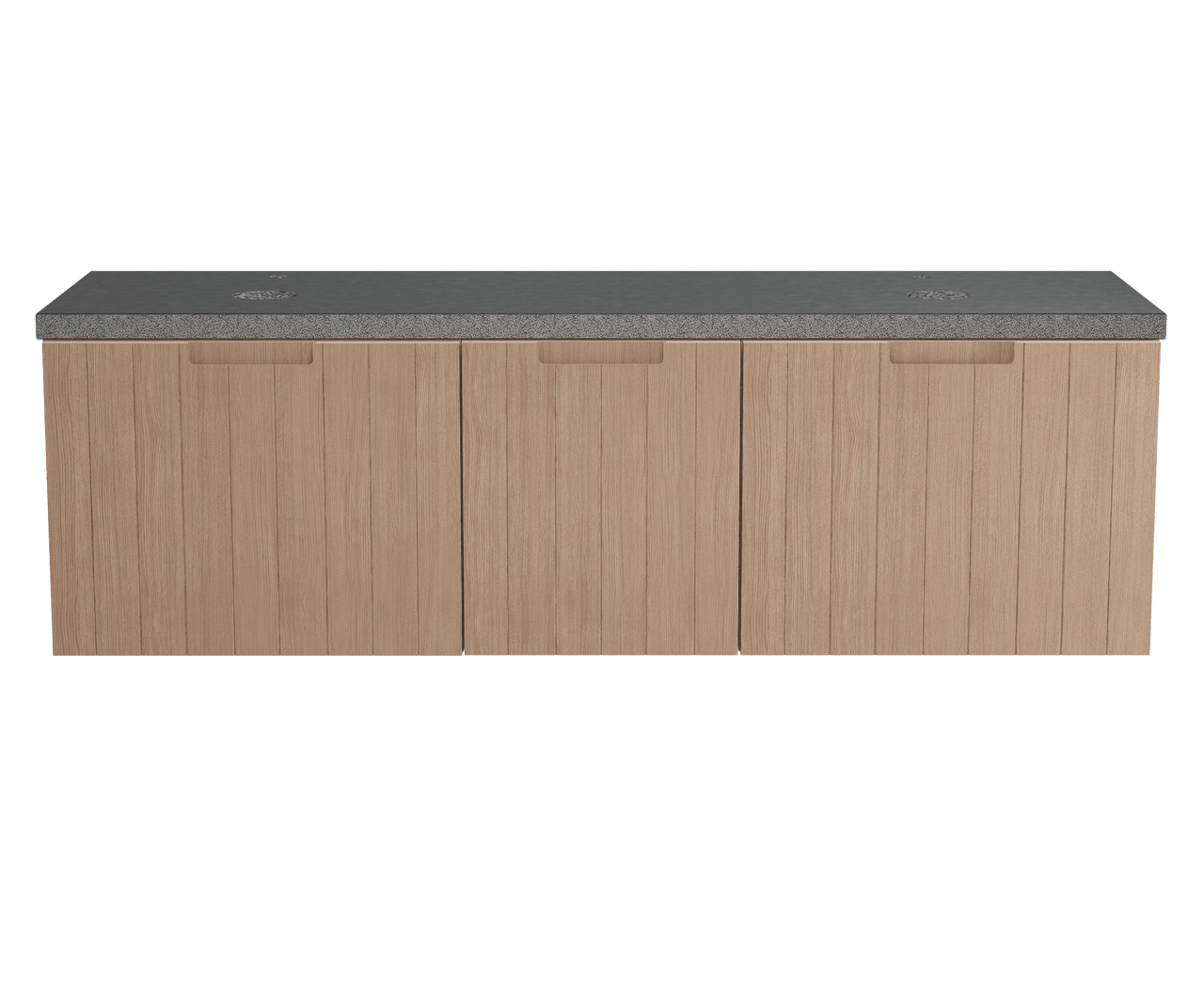 Balmani Adagio meuble salle de bains suspendu 180 x 55 cm chêne vieilli avec Rock tablette double en granit noir