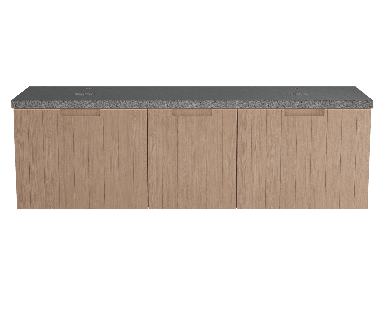 Balmani Adagio zwevend badkamermeubel 180 x 55 cm verweerde eik met Rock dubbel tablet in graniet zwart