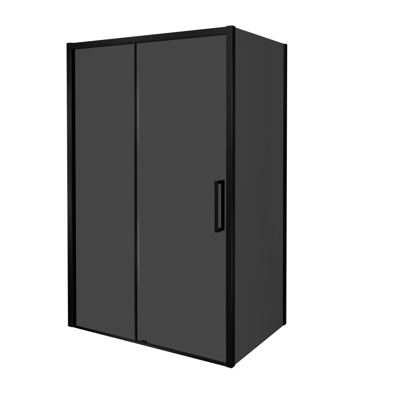 Balmani Senses Design douchecabine met linkse schuifdeur en vaste zijwand, 120 x 90 cm, Rookglas, Mat zwart profielen