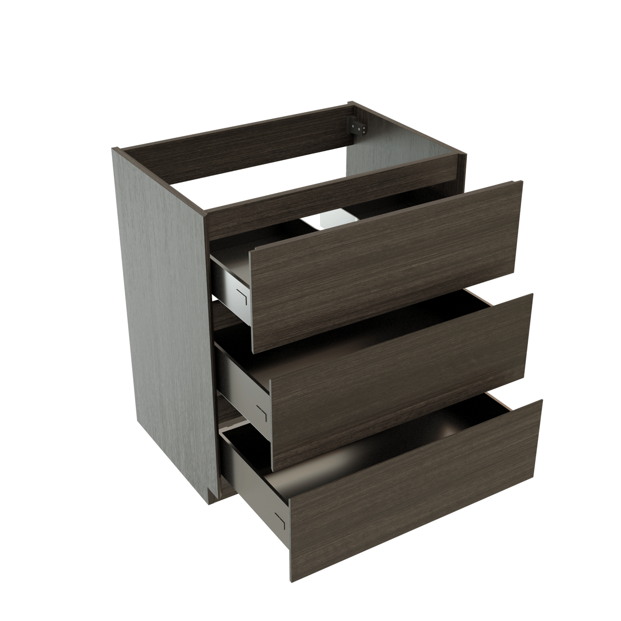 Storke Edge meuble sous-lavabo a poser 75 x 52 cm chêne foncé 3 tiroirs