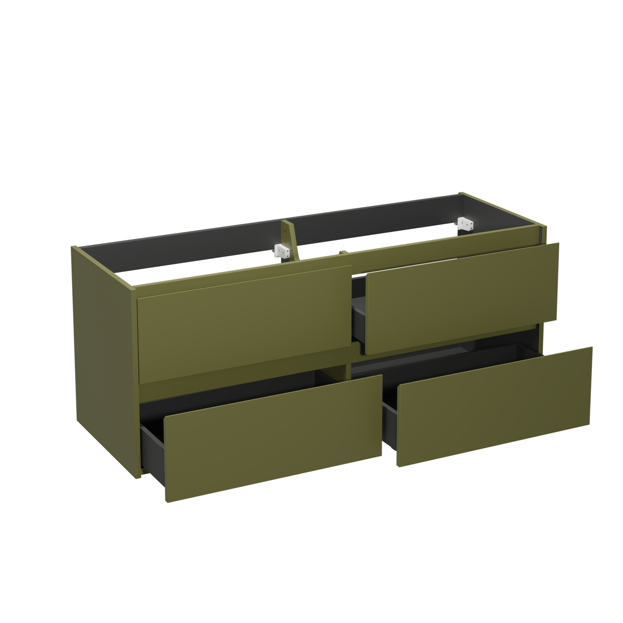 Storke Seda hängender Waschbeckenunterschrank: 150 x 52 cm, Olivgrün, 4 Schubladen