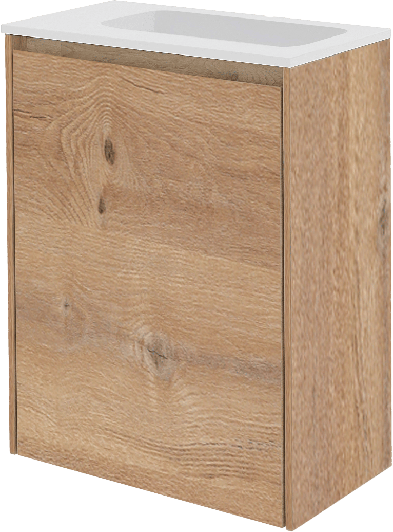 Storke Edge meuble wc suspendu 40 x 22 cm chêne brut avec Fina lavabo en Solid Surface mat