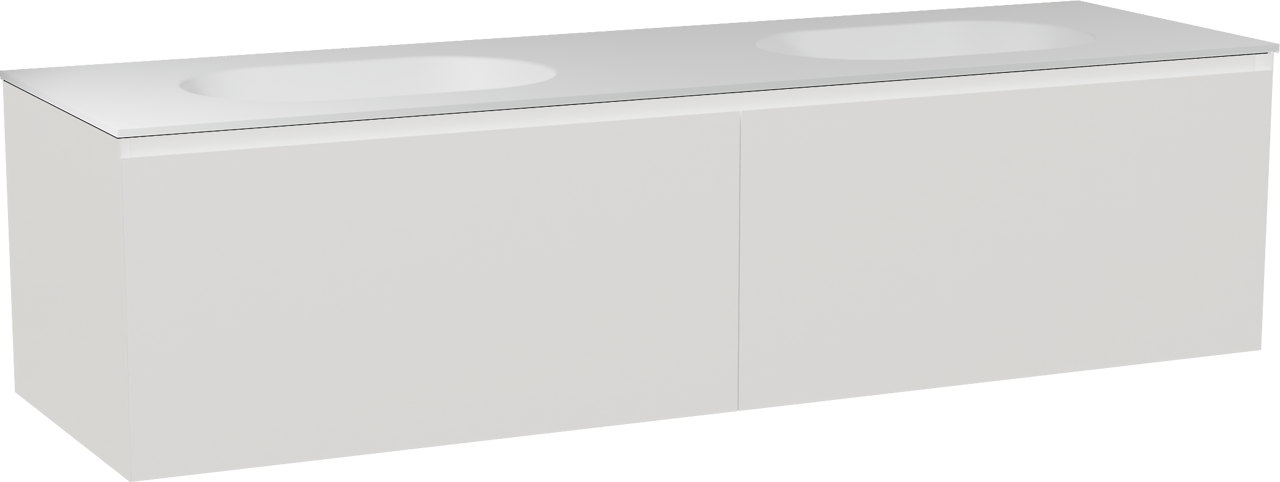 Balmani Idra meuble salle de bains suspendu 180 x 55 cm blanc mat avec Tablo Oval double vasque en solid surface blanc mat