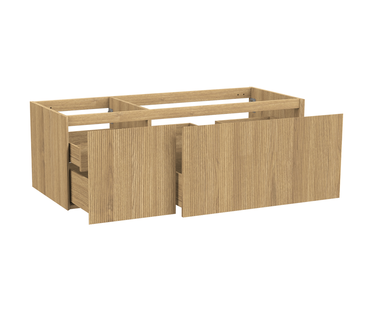 Balmani Fila meuble sous-vasque suspendu 135 x 55 cm asymétrique à droite plaqué chêne naturel 4 tiroirs