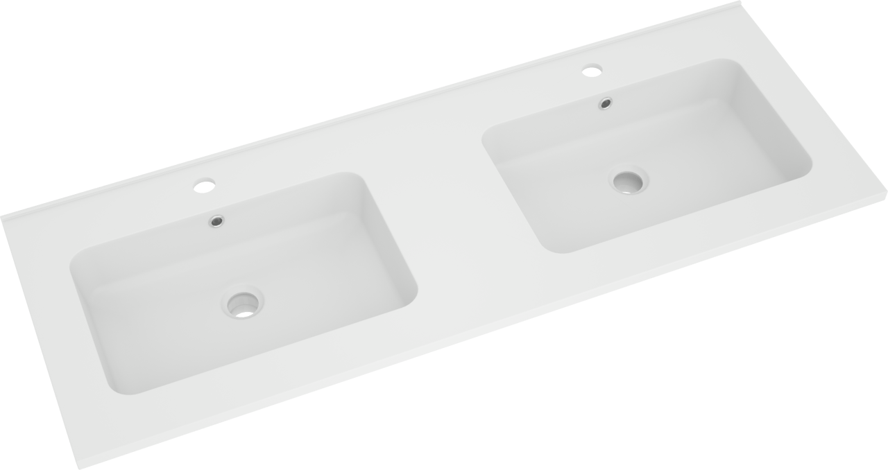 Linie Classo freistehendes Möbelstück Set: 120 x 46 cm, Graue Eiche, mit Vano Doppelwaschtisch, Marmorkomposit Weiß matt