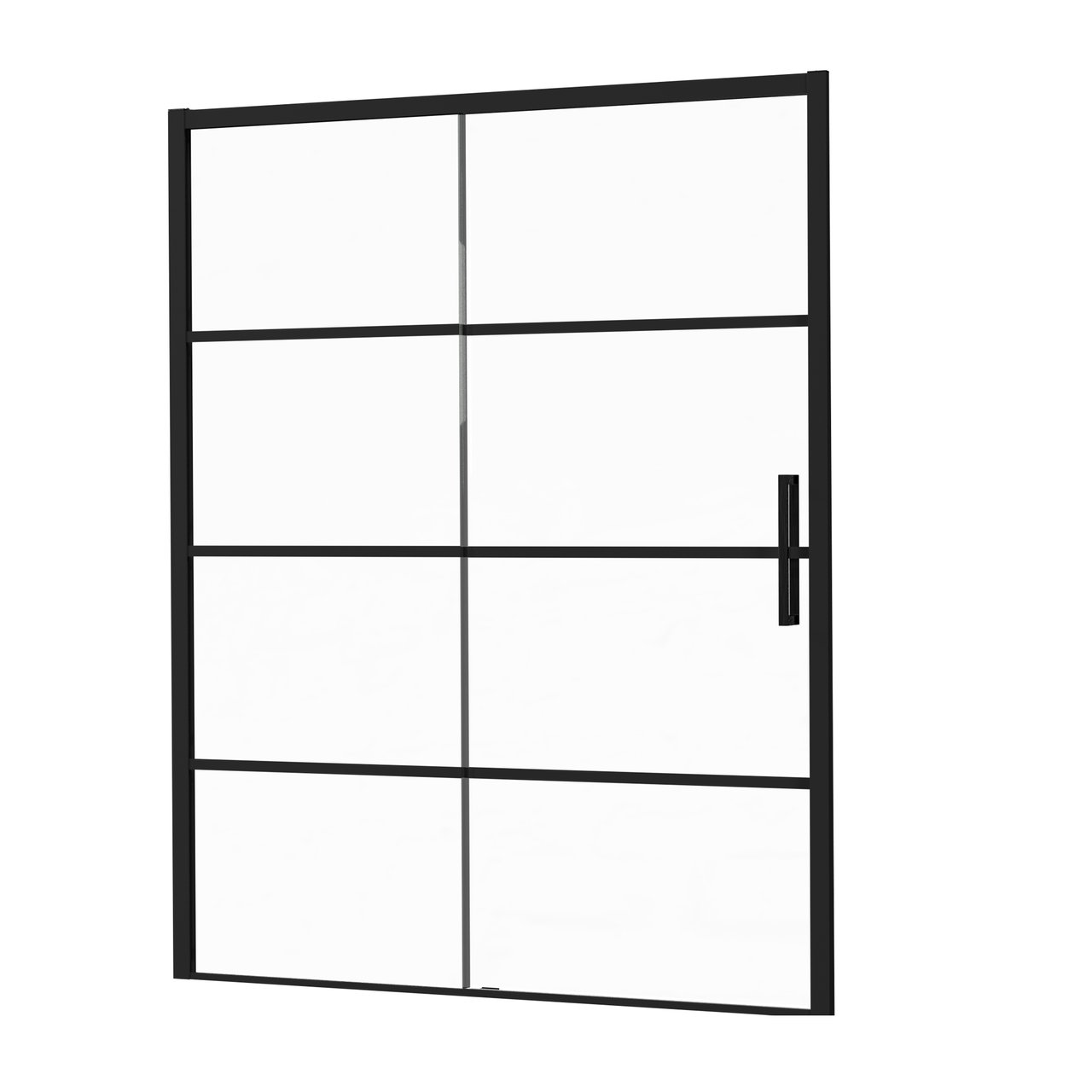 Luca Varess Senses linkse schuifdeur met vaste wand - voor douchehoek - 160 cm Lined glas mat zwart profiel
