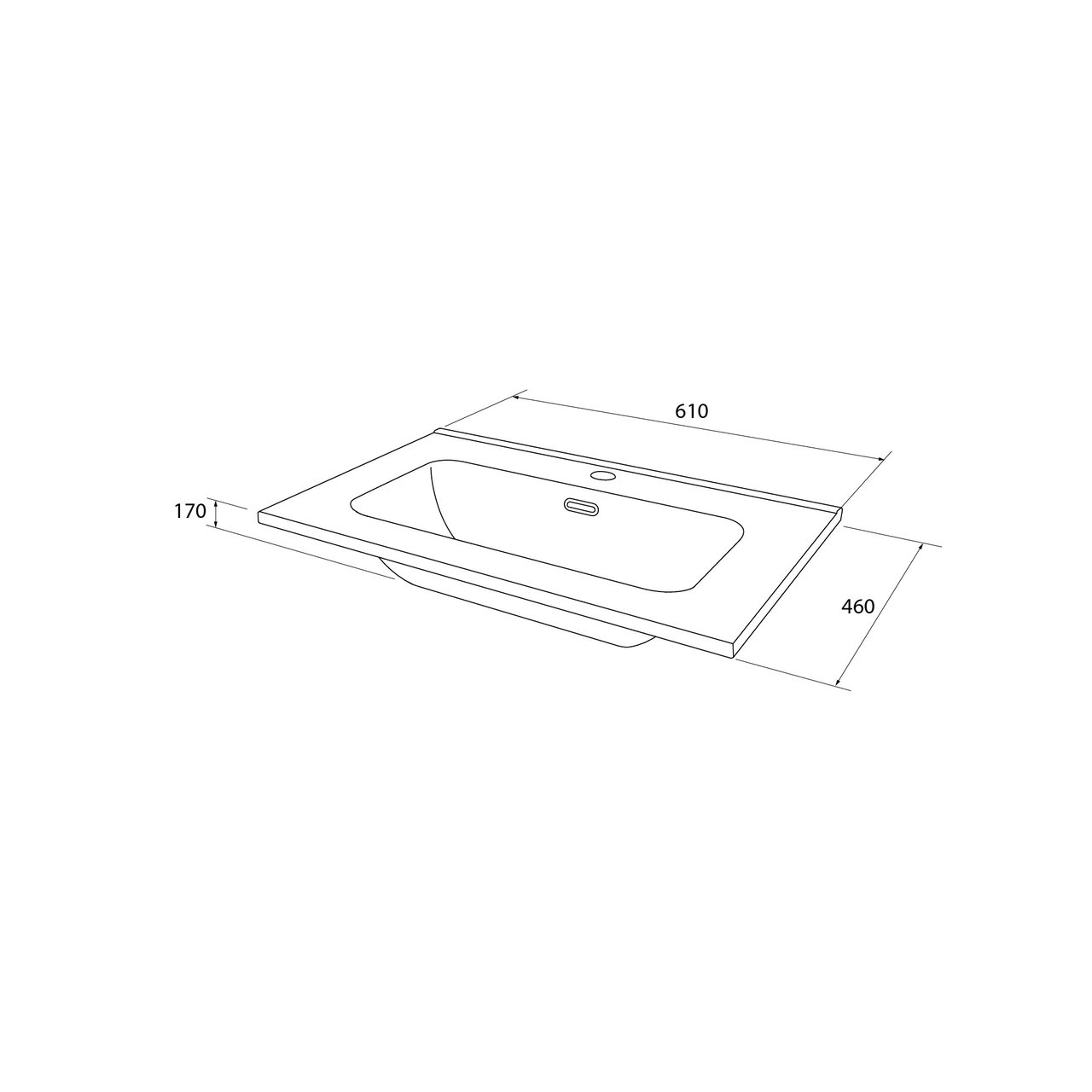 Linie Baro Einzelwaschtisch, weiß matte Porzellan, 60 x 46 cm