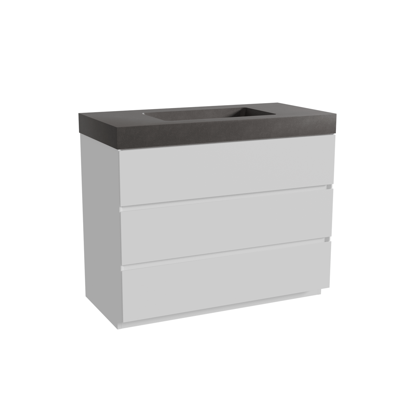 Storke Edge meuble salle de bains à poser 105 x 52 cm blanc mat avec Scuro High plan simple en quartz noir mat