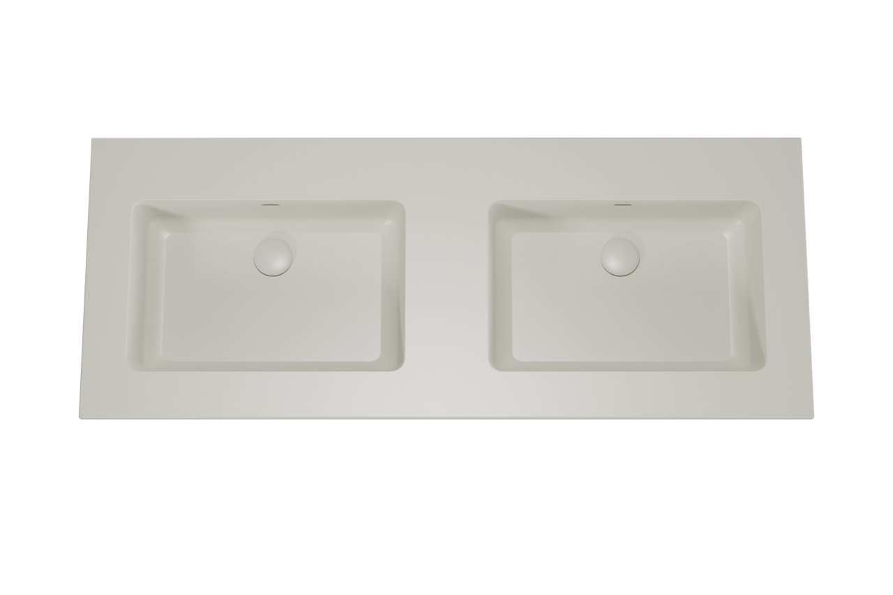 Storke Diva double vasque top solid soie grise matte 130 x 52 cm