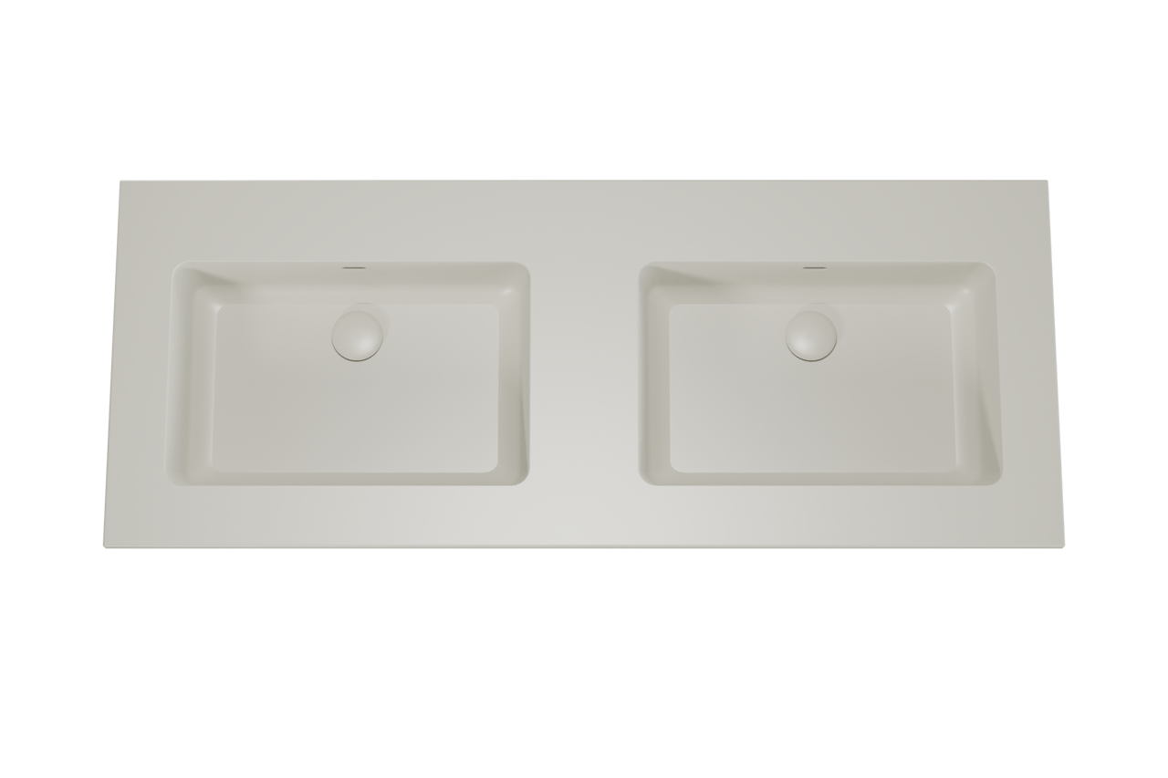 Storke Diva double vasque top solid soie grise matte 130 x 52 cm