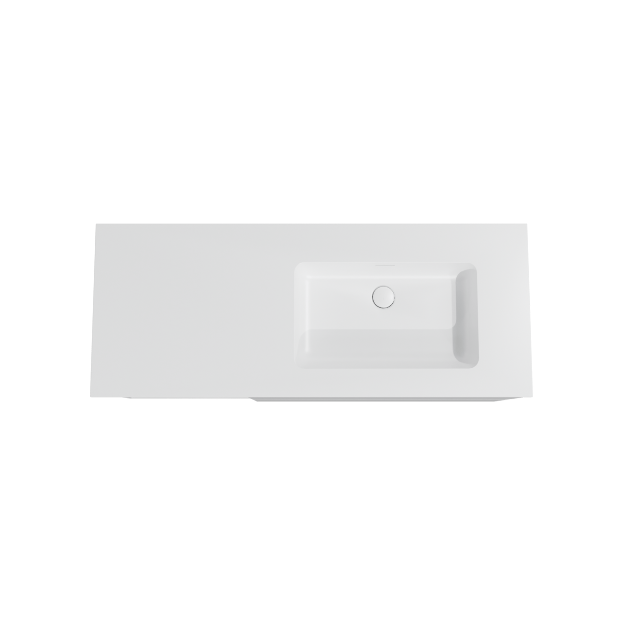 Storke Edge zwevend badmeubel 130 x 52 cm hoogglans wit met Mata asymmetrisch rechtse wastafel in solid surface mat wit