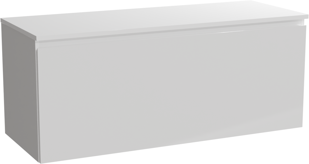 Linie Lado hängendes Möbelstück Set: 120 x 46 cm, Weiß glänzend, mit Lado Doppel Waschtischplatte, Marmorkomposit Weiß glänzend