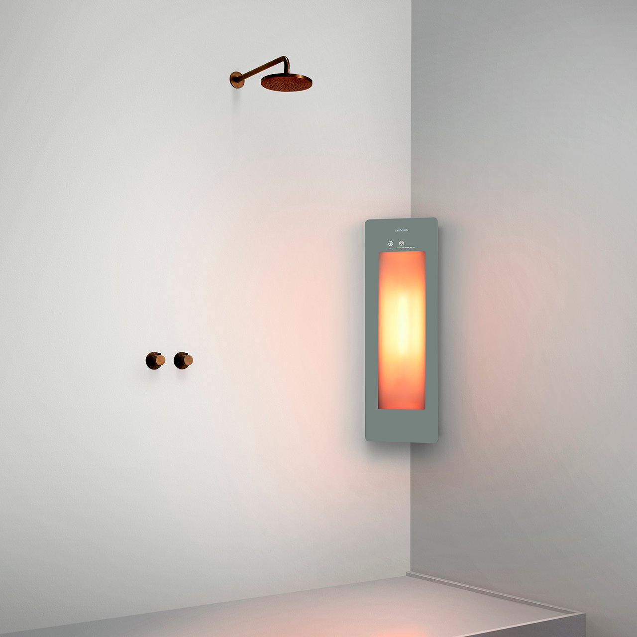 Sunshower Plus S d'angle en saillie en organic grey avec lumière infrarouge et UV