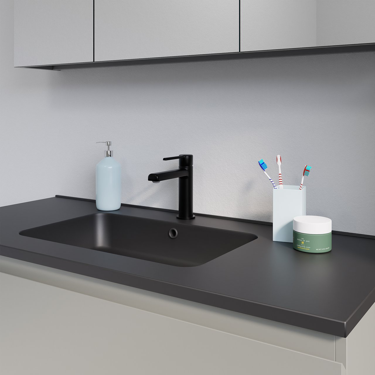 Linie Otis Coolstart standaard wastafelkraan mat zwart