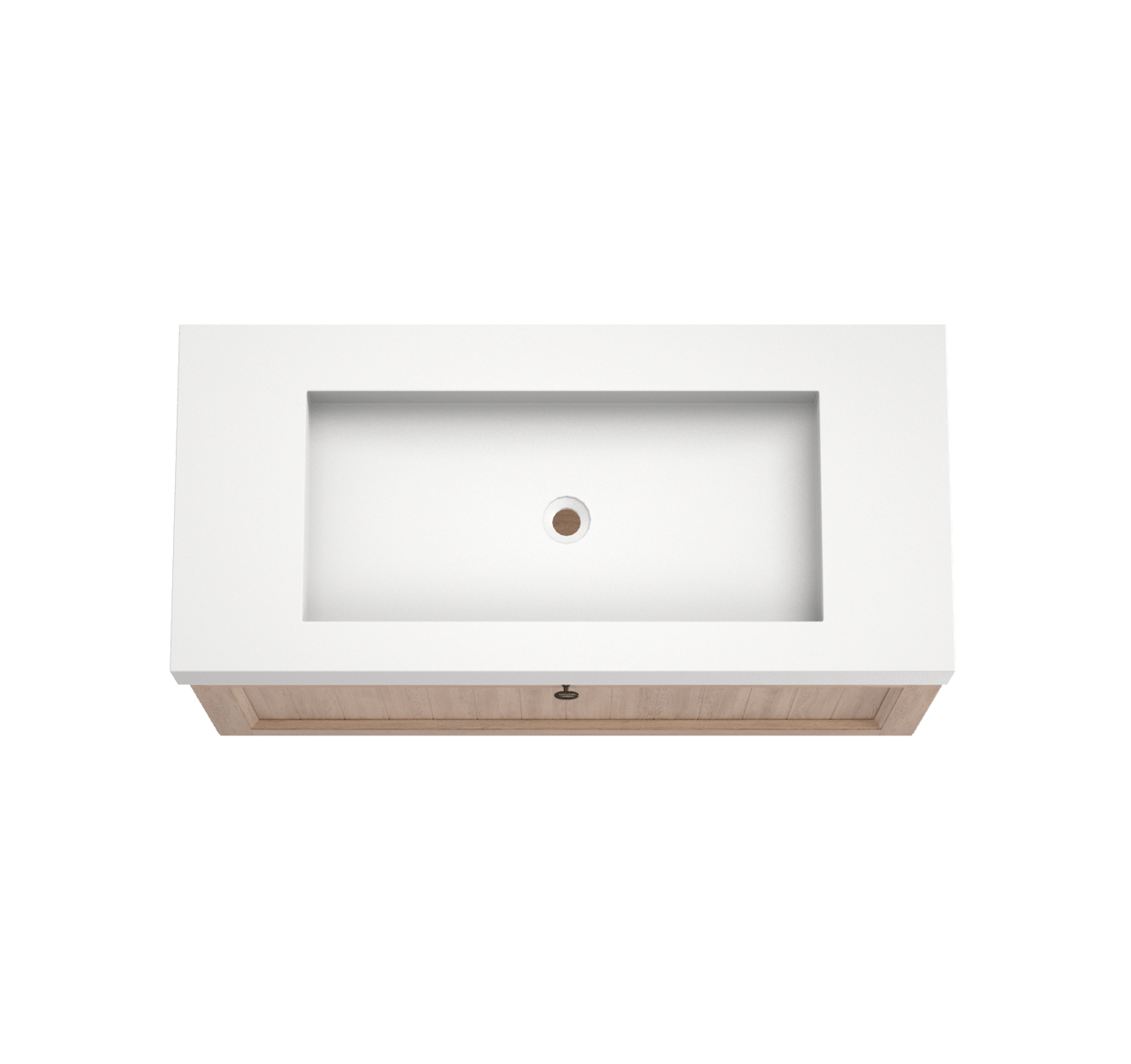 Balmani Lemon meuble salle de bains suspendu 120 x 55 cm chêne vieilli avec Modus lavabo simple pour 2 trous de robinet en solid surface blanc mat