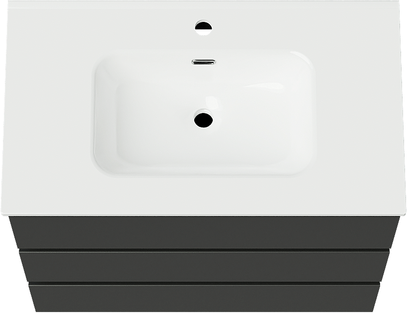 Linie Lado staand badkamermeubel 80 x 46 cm mat zwart met Baro enkele wastafel in porselein glanzend wit