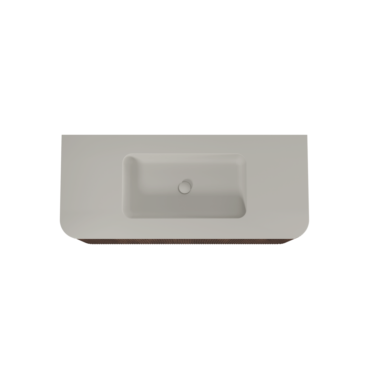 Balmani Moon zwevend badkamermeubel 130 x 55 cm amerikaanse notelaar met Moon enkele wastafel in top solid zijdegrijs, Verticale symmetrische rechte ribbel