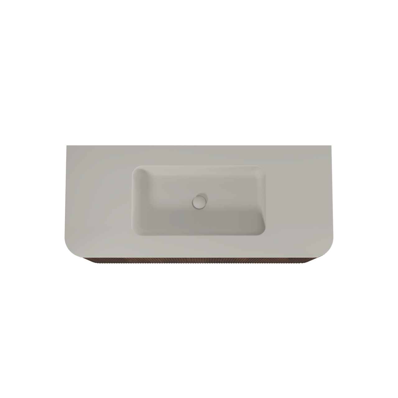 Balmani Moon meuble salle de bains suspendu 130 x 55 cm noyer américain avec Moon plan simple en top solid soie grise, Nervure droite symétrique verticale