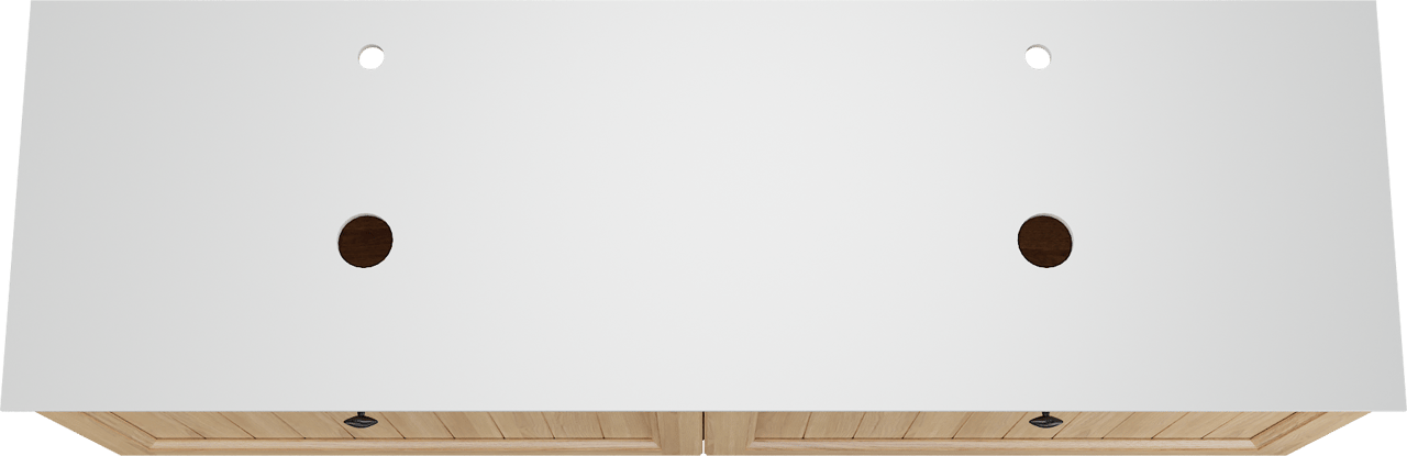 Balmani Lemon zwevend badkamermeubel 180 x 55 cm, fineer natuur eik met Facetta dubbel tablet in mat wit