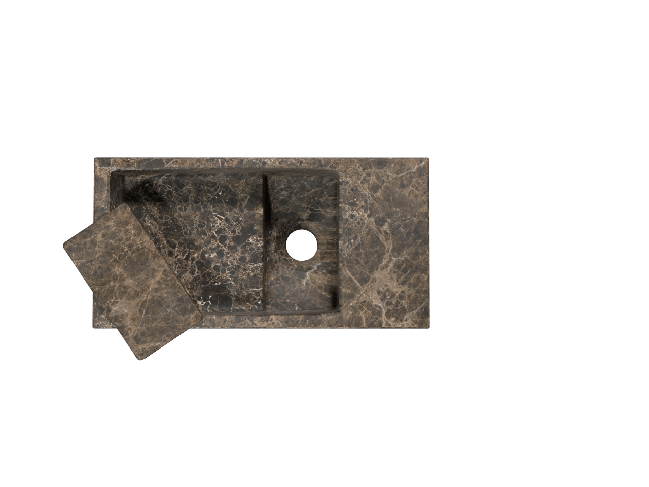 Balmani Mood Handwaschbecken: Dark Emperador Marmor, 36 x 18 cm