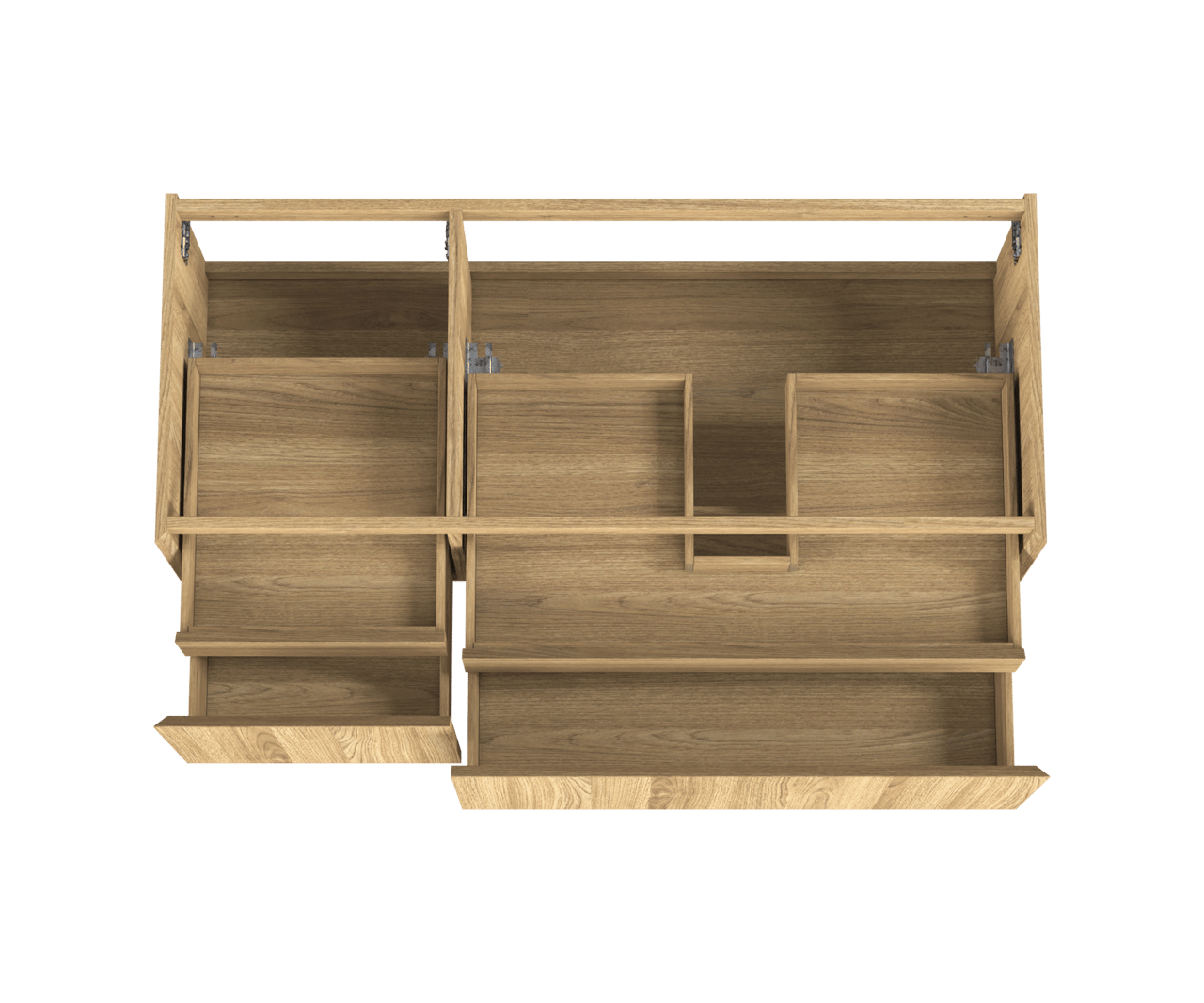 Balmani Idra zwevende wastafelonderkast 135 x 55 cm asymmetrisch rechts fineer natuur eik 4 lades