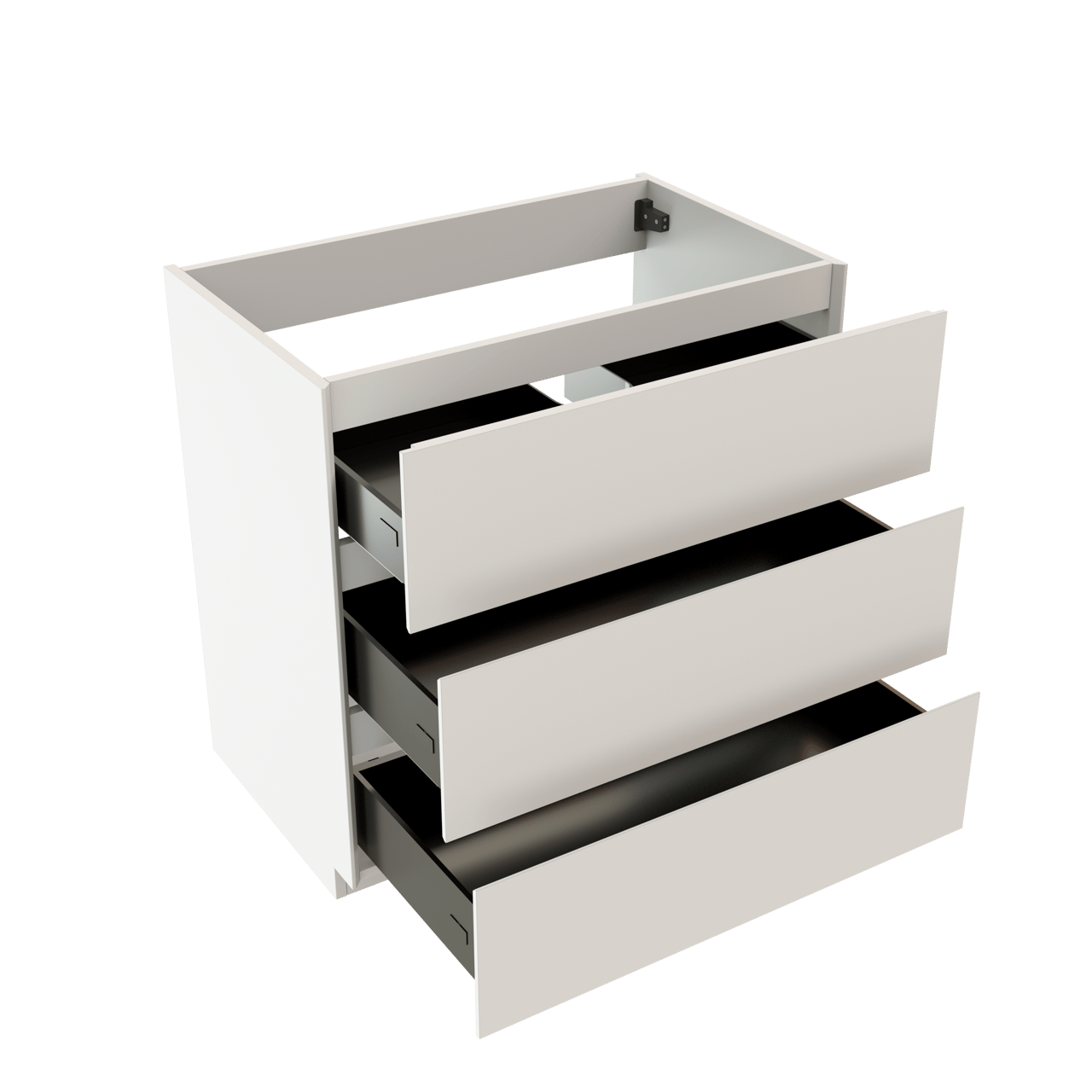 Storke Edge stehender Waschbeckenunterschrank: 85 x 52 cm, Weiß matt, 3 Schubladen