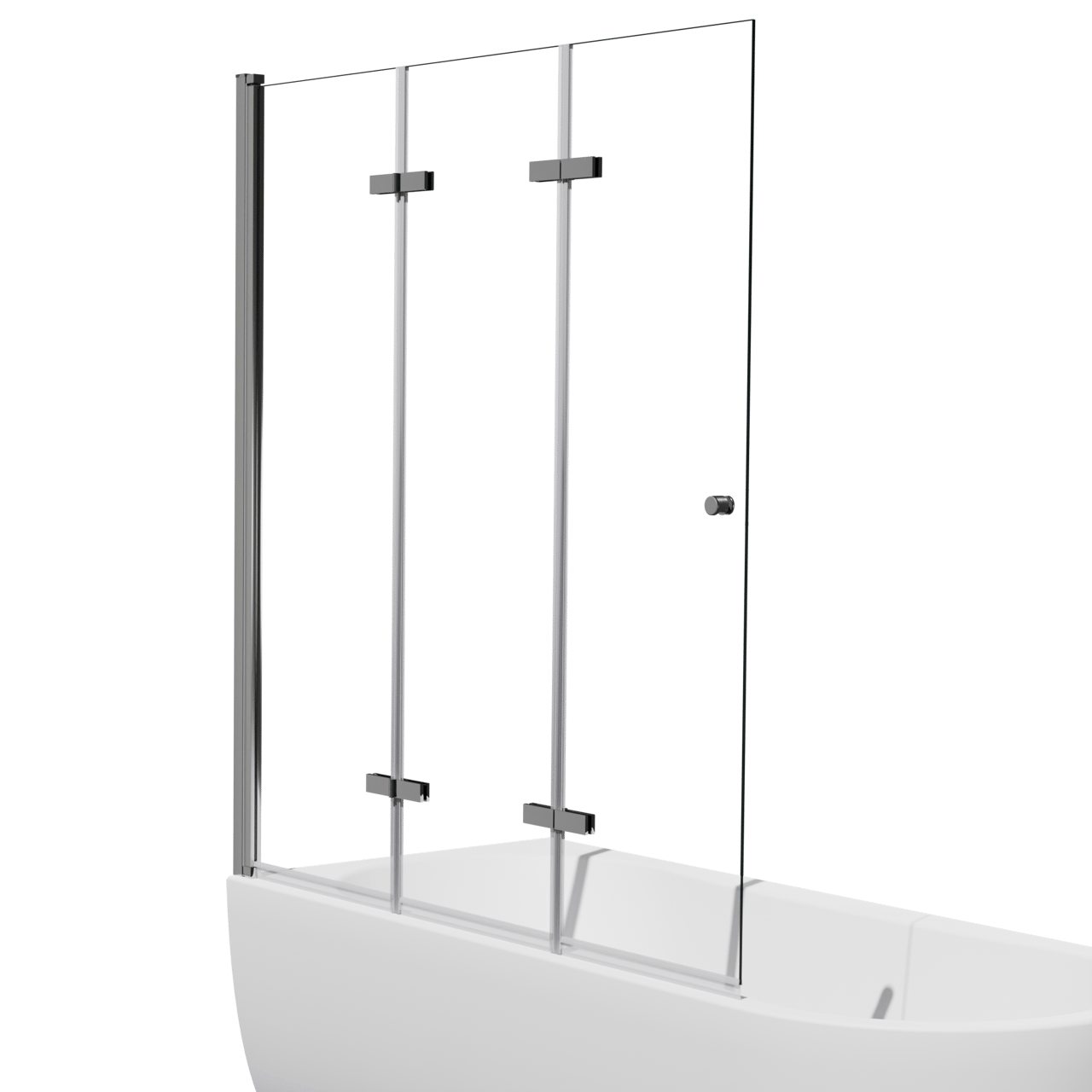 Luca Varess Kuresa dreiteilige zusammenklappbare Badewannenabtrennung 140 cm, Klarglas, Chrom Profil
