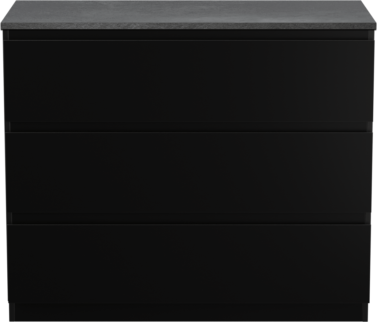 Linie Lado staand badmeubel 100 x 46 cm mat zwart met Lado enkel of dubbel wastafelblad in melamine grijze leisteen