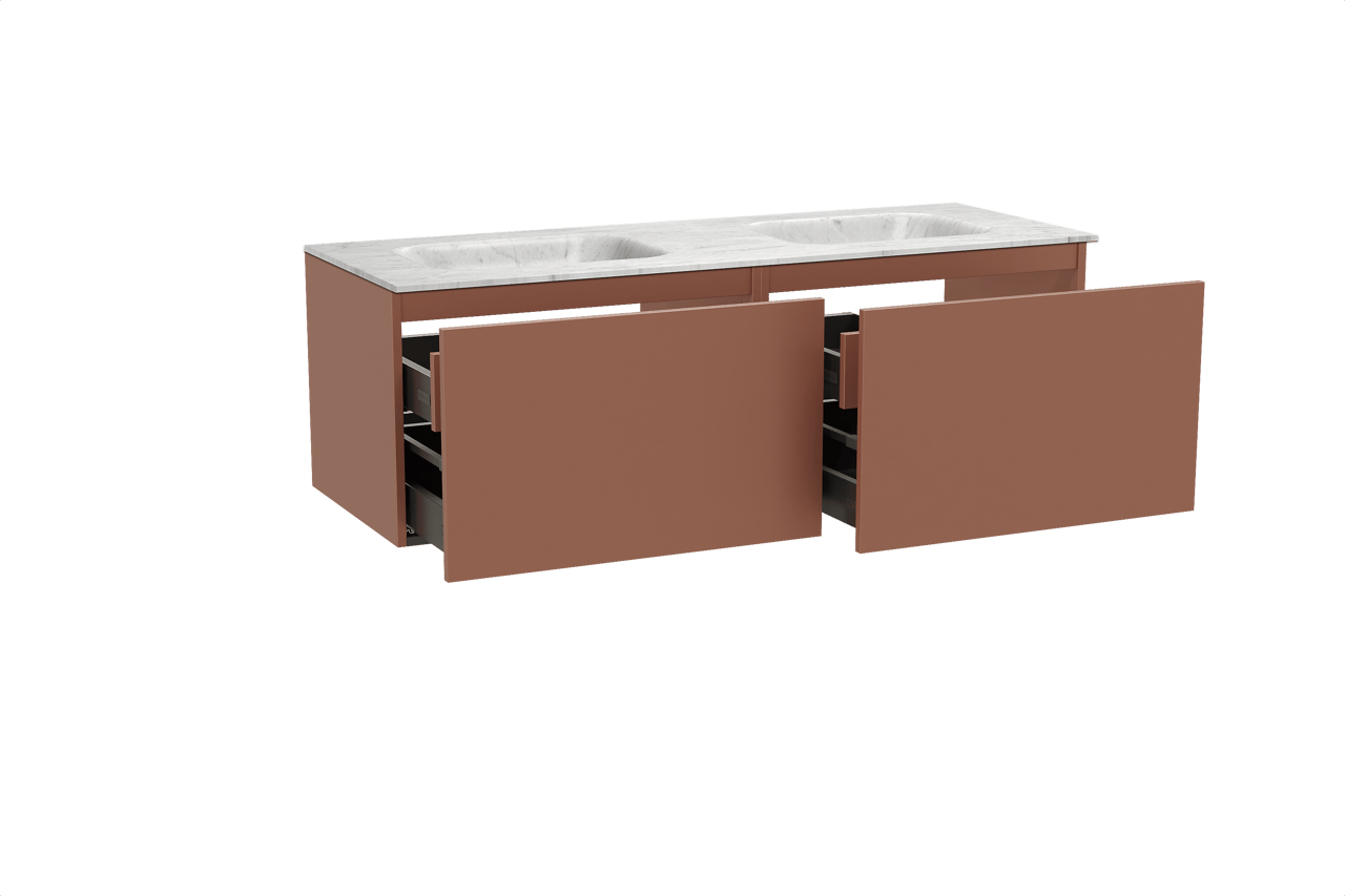 Balmani Sfera by Lucida meuble salle de bains suspendu 150 x 55 cm cotto avec Tablo Arcato double vasque en marbre carrara