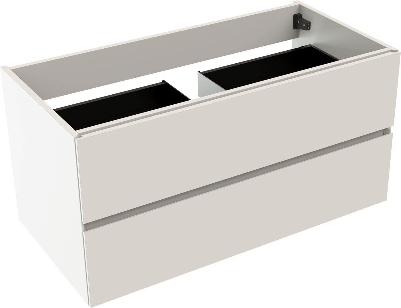 Storke Edge hängender Waschbeckenunterschrank: 105 x 52 cm, Weiß matt, 2 Schubladen