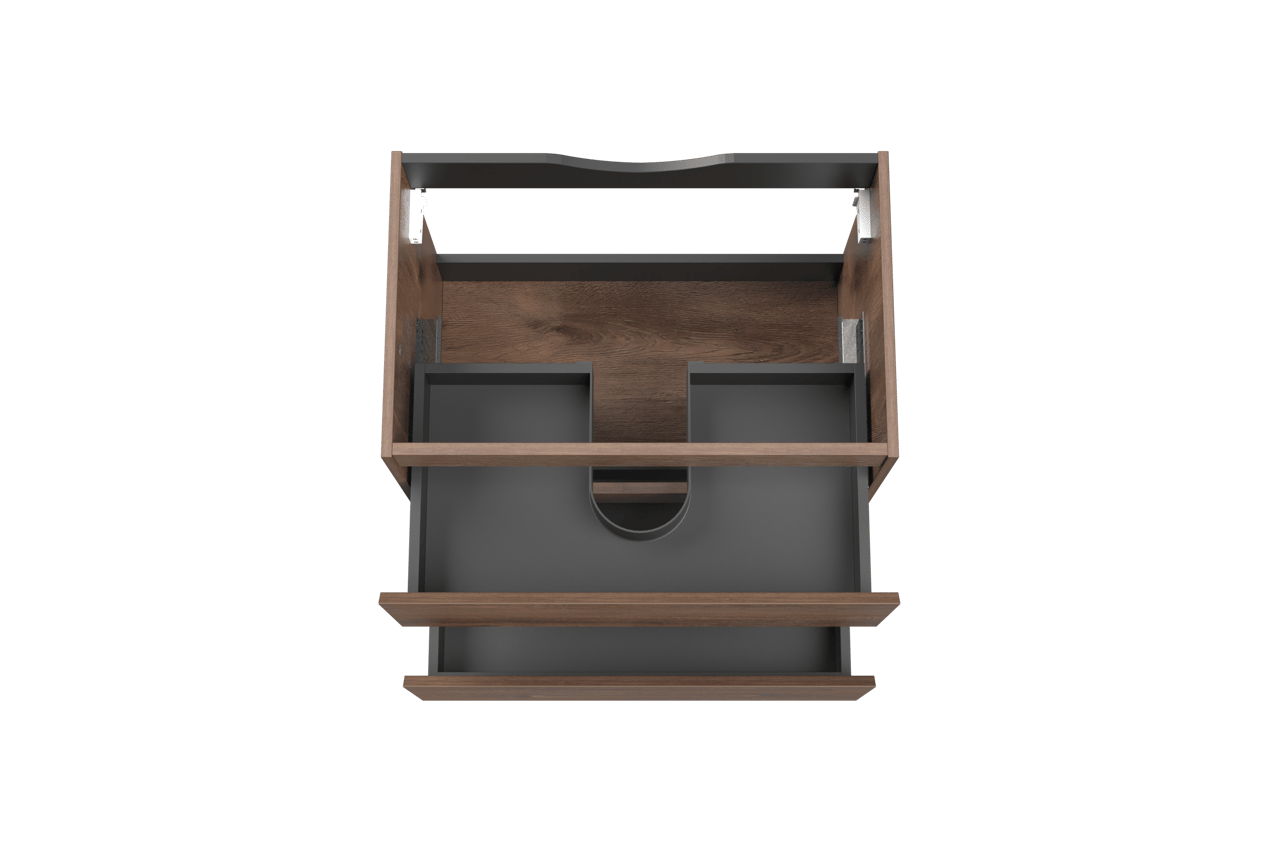 Linie Lado hängender Waschbeckenunterschrank: 70 x 46 cm, braune Eiche, 2 Schubladen