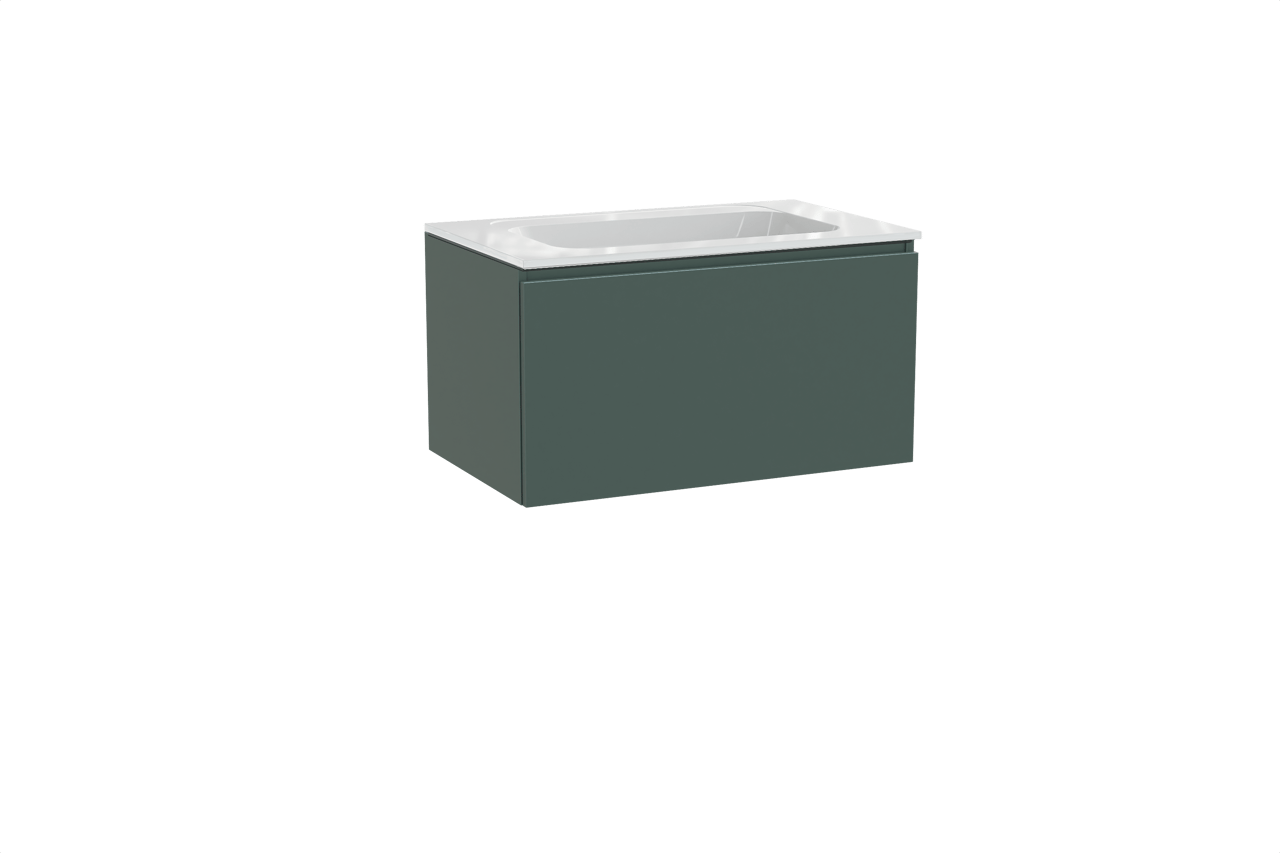 Balmani Sfera meuble salle de bains suspendu 90 x 55 cm forest avec Tablo Strada plan simple en marbre composite blanc brillant