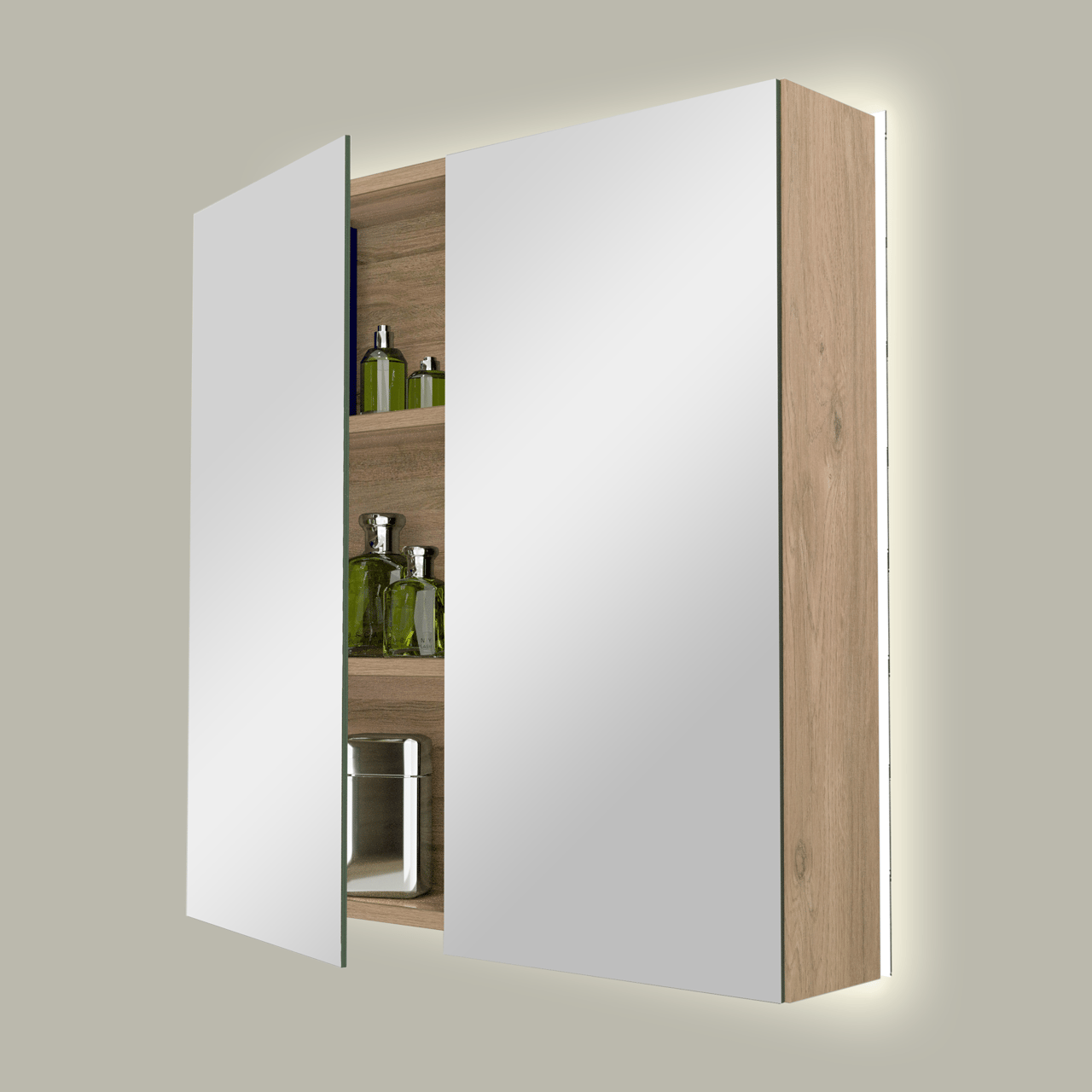 Storke Reflecta armoire de toilette lumineuse 75 x 75 cm chêne brut