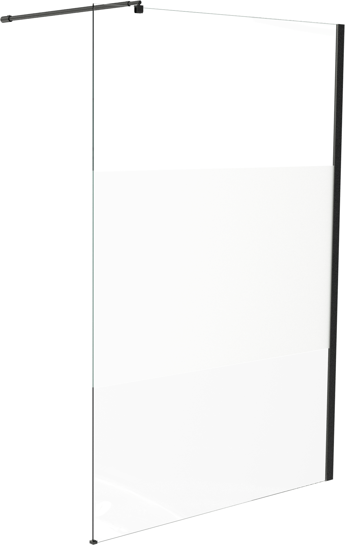 Linie Walk-In inloopdouche 120 x 200 cm helder glas met matte strook mat zwart profiel