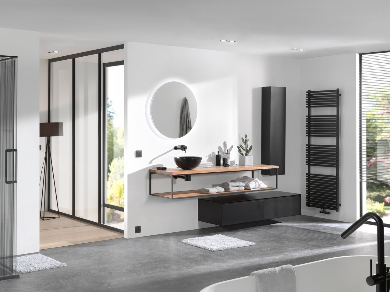 Balmani Mitra Elements meuble sous-vasque suspendu 150 x 50 cm noir mat 2 tiroirs