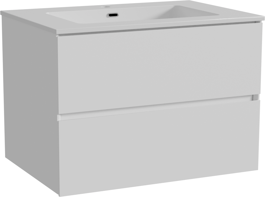 Storke Edge meuble salle de bains suspendu 75 x 52 cm blanc mat avec Diva plan simple en marbre composite blanc brillant