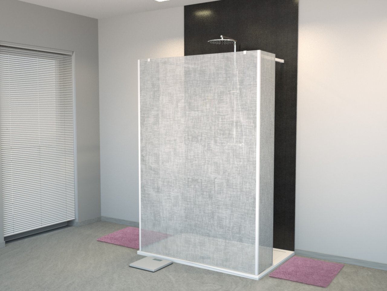 Balmani BMSS inloopdouche met vrijstaande wand en vast paneel 140 x 200 cm linnen wit glas mat wit profiel