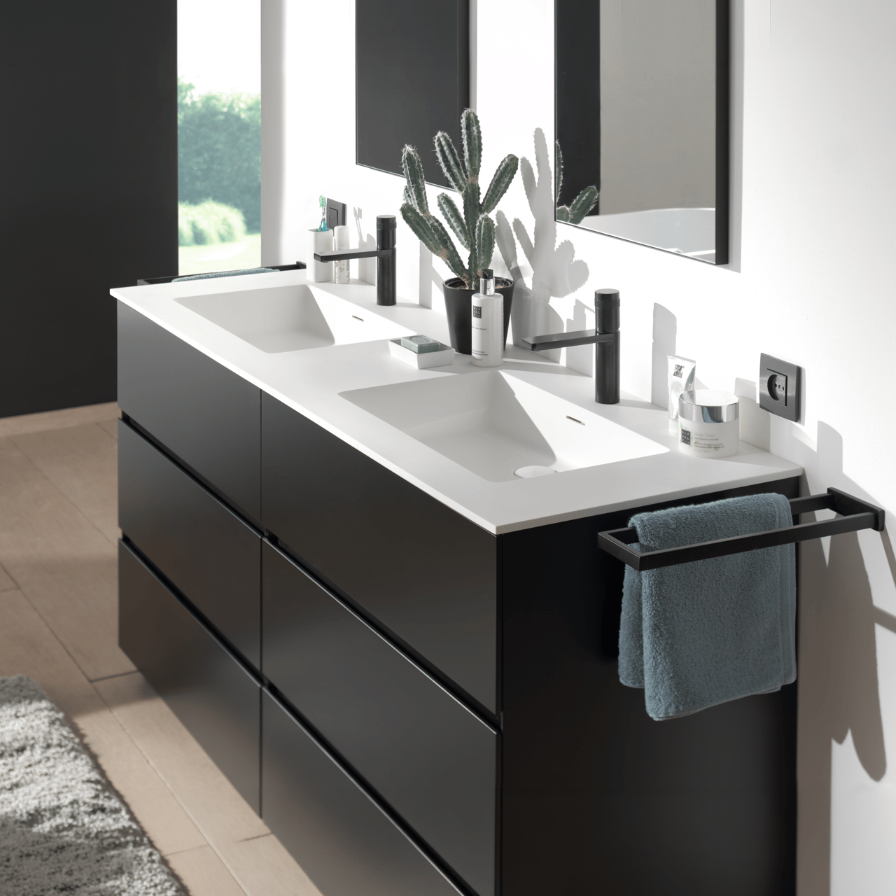 Storke Mata dubbele wastafel matte solid surface 170 x 52 cm