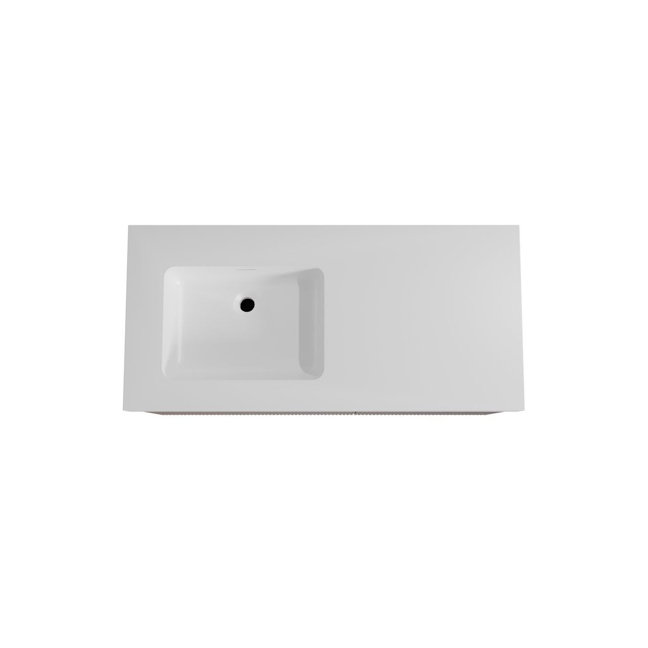 Storke Ribs zwevend badmeubel 110 x 52 cm notenhout met Mata High asymmetrisch linkse wastafel in solid surface mat wit, Verticale symmetrische rechte ribbel