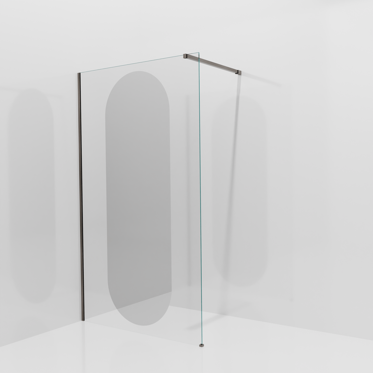 Balmani Modular Walk-In Dusche: 120 x 200 cm, Reflex-Spiegelglas Oval, Profil Brushed GunMetal