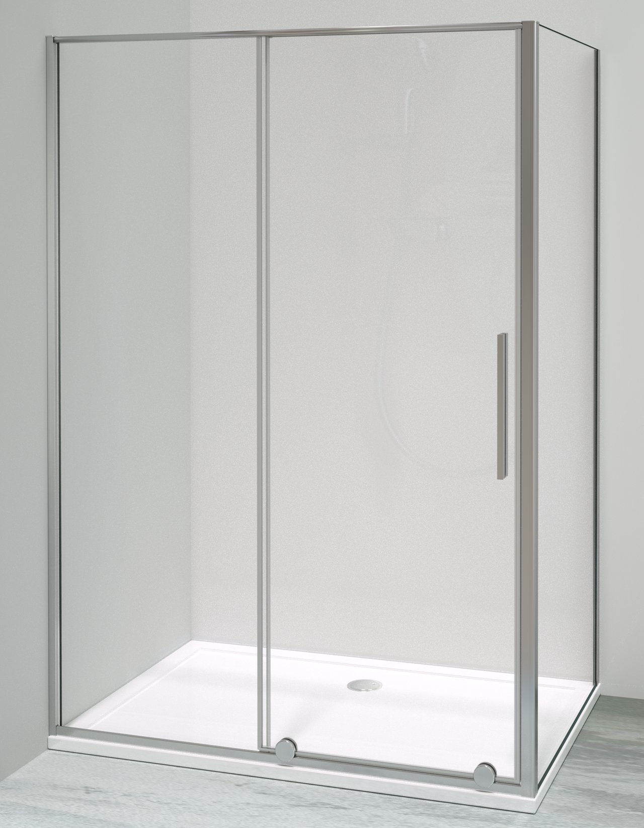 Luca Varess Morano douchecabine met schuifdeur en vaste zijwand 90 x 140 cm helder glas glans chroom profiel