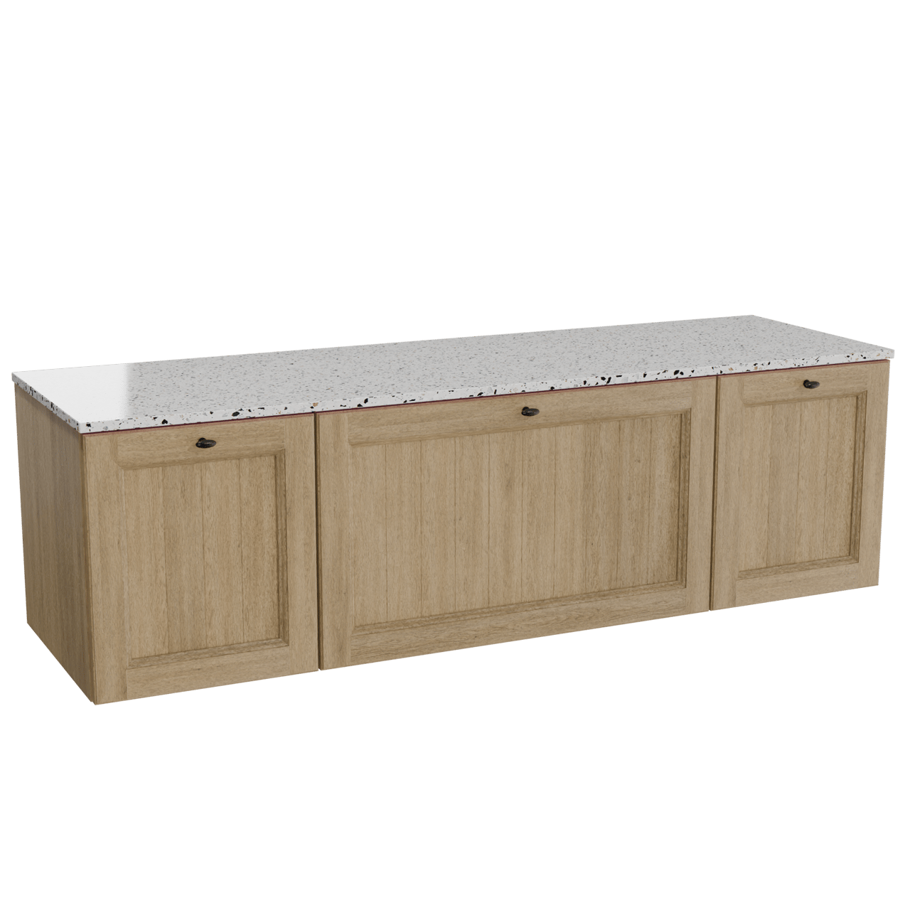 Balmani Lemon meuble salle de bains suspendu 180 x 55 cm chêne vieilli avec Stretto tablette simple ou double en blanc/noir mat terrazzo