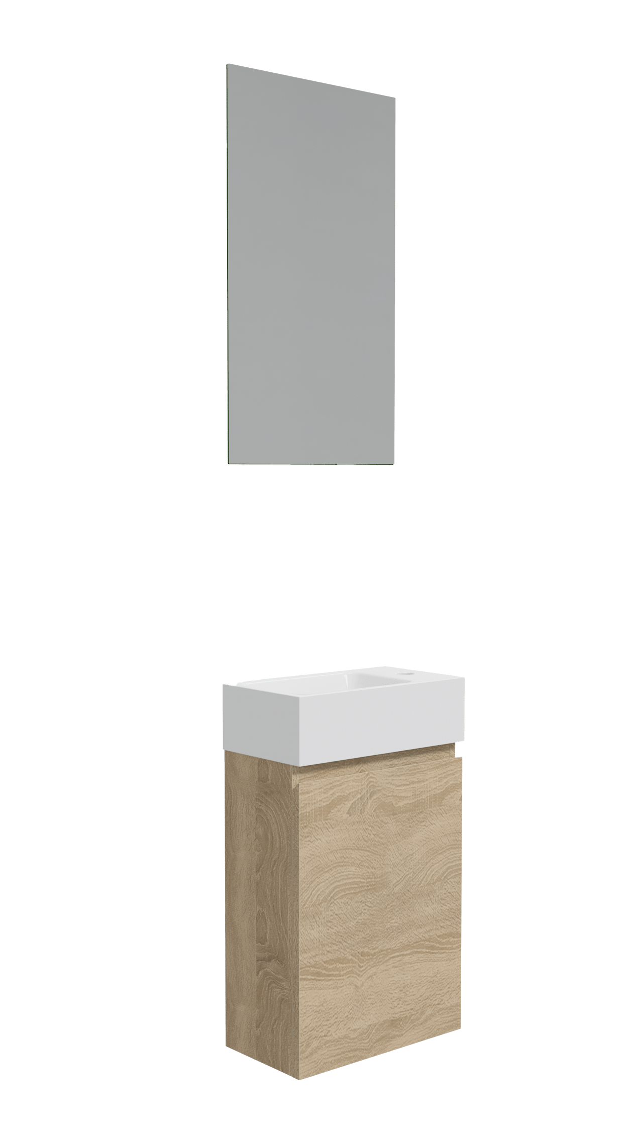 Linie Lado composition de meuble de toilette chêne blanc avec plan marbre composite 40x22cm