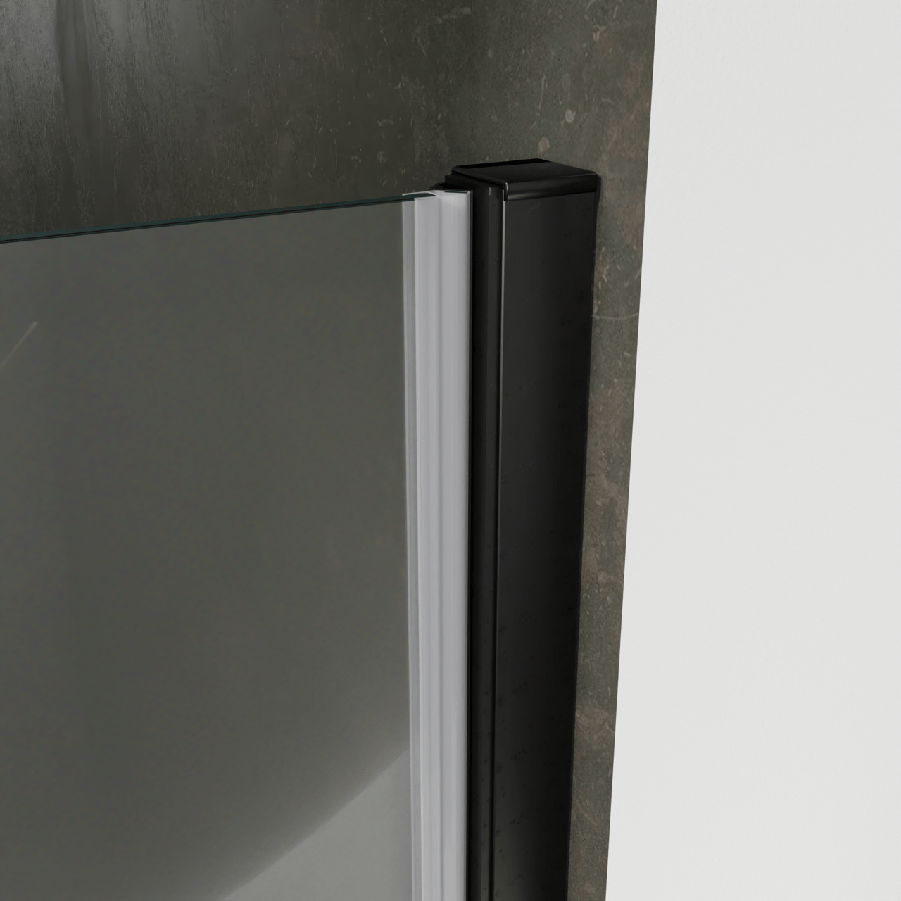 Luca Varess Kuresa porte pivotante 100 x 200 cm verre transparent avec bande matte profil noir mat